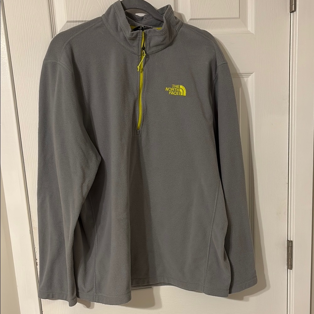 The North Face Gray Quarter Zip Fleece with Yellow Accents